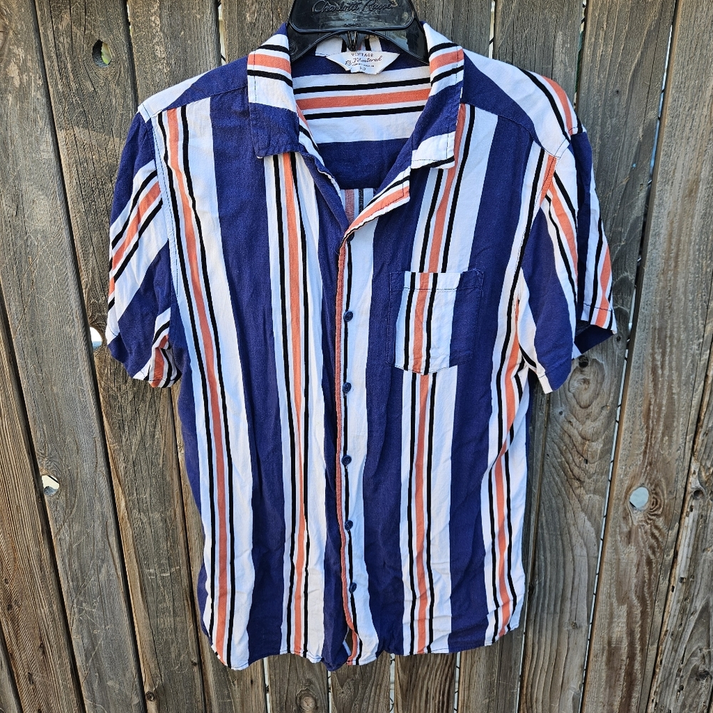 Re- Mastered Striped Short-Sleeve Button-Up Shirt Size S